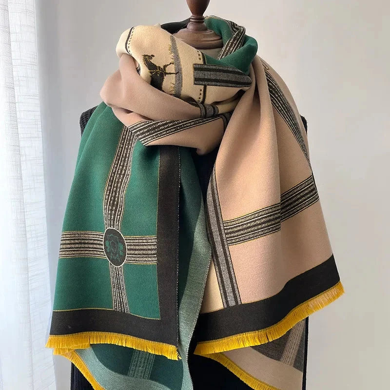 Quick Pick Grocers Thick Winter Scarf for Women – Luxury Cashmere Pashmina Shawl Wrap with Warm Long Tassels